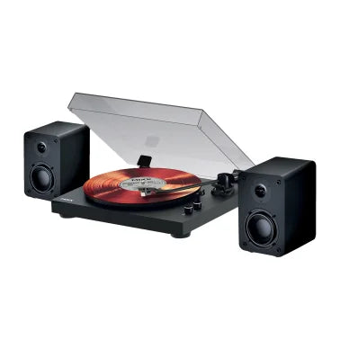Mixx 50-Watt Analog 5 2-Speed Belt-Drive Manual Vinyl Record Player with External Wireless Speakers, Bluetooth and Speaker Remote