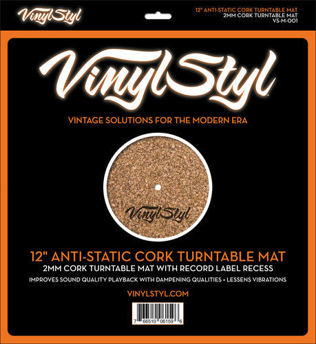 Vinyl Styl 12 Inch Anti Static Cork Turntable Mat - Less Vibration - No Slip