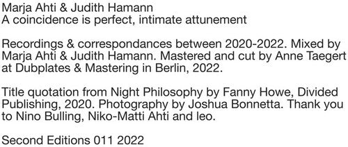 Ahti, Marja / Hamann, Judith: A Coincidence Is Perfect, Intimate Attunement - { VINYL }