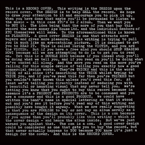 XTC: GO2 - 200gm Vinyl -VINYL
