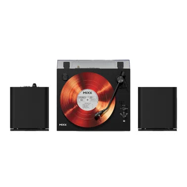 Mixx 50-Watt Analog 5 2-Speed Belt-Drive Manual Vinyl Record Player with External Wireless Speakers, Bluetooth and Speaker Remote